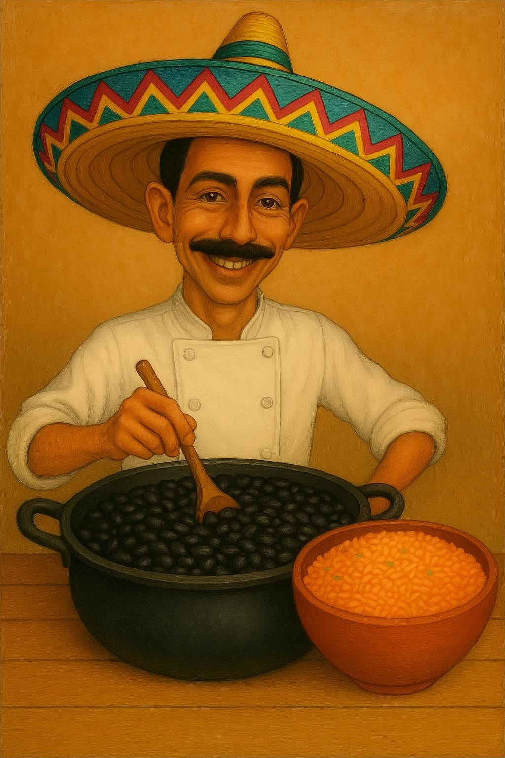 Spanish Brown Rice and "Refried" Black Beans